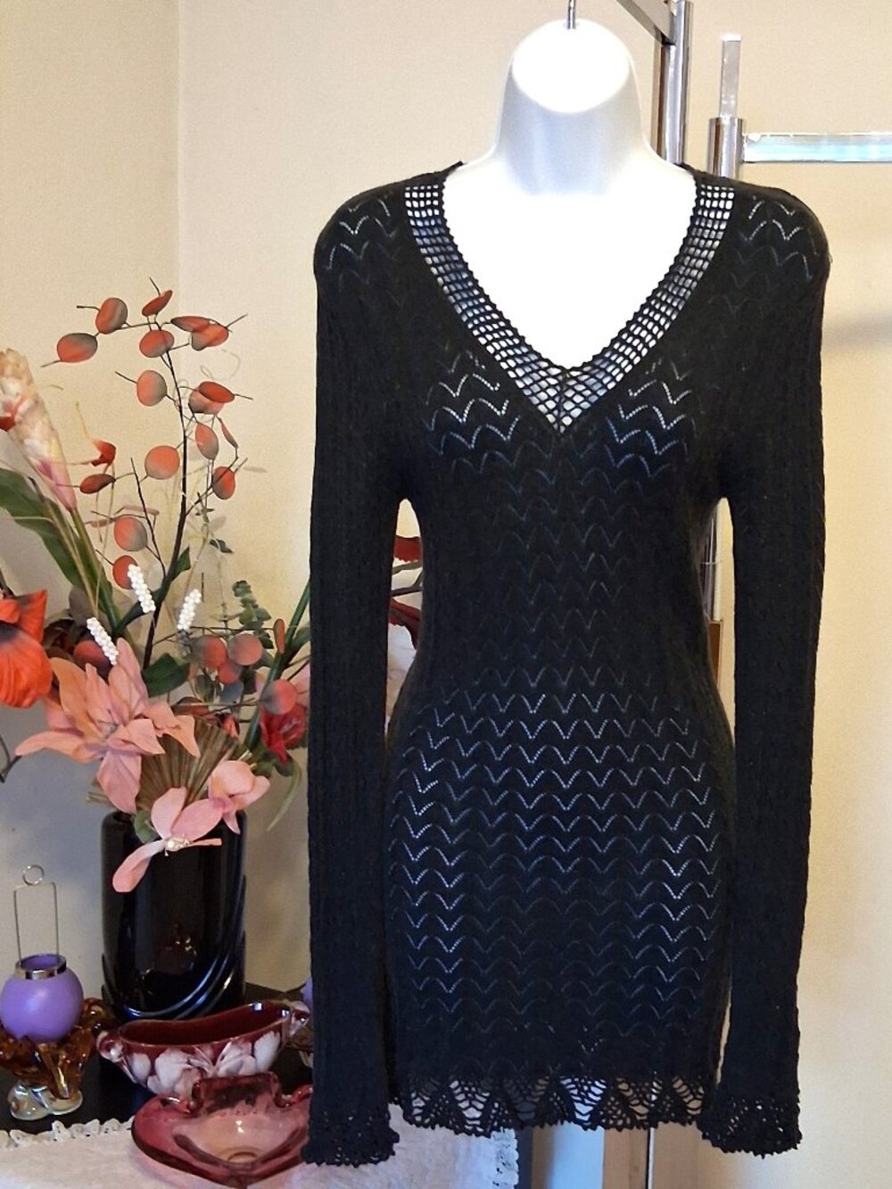 NWOT MY TRIBE Premium Quality Knit Cardigan Sweater Mini Cashmere Dress XS Gray